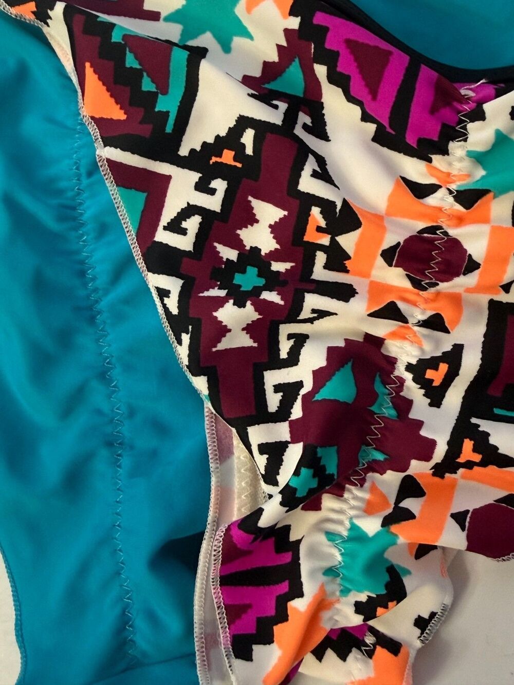 Body Glove Brasilla Tie Side Bikini Bottom Cheeky Blue Smoothies Aztec Large Lot - Picture 4 of 5